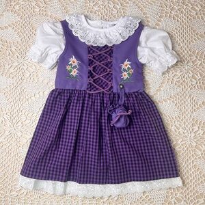 Traditional Dirndl Girls 2-3 Years Purple Bavarian Dress Blouse Set 86-92